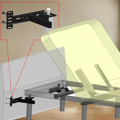 Miniatura 4 de Juego de 2 soportes de cabecera para marco de cama de metal, soportes de extensión ajustables para cabecero y estribo, se adapta a cama individual
