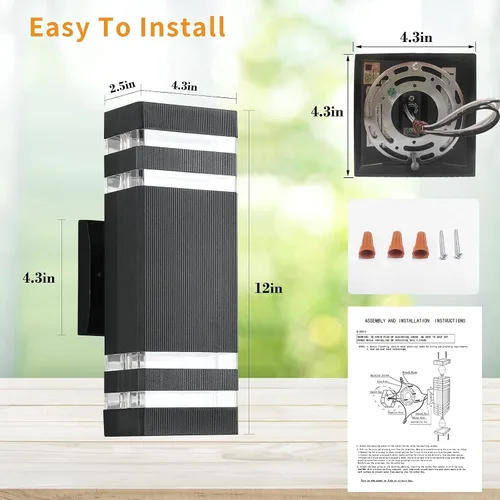 Miniatura 3 de Tewei 1 paquete de luces LED cuadradas hacia arriba y hacia abajo, luz de montaje en pared para exteriores, 14 W, IP65, 3000 K, 1100 LM, blanco
