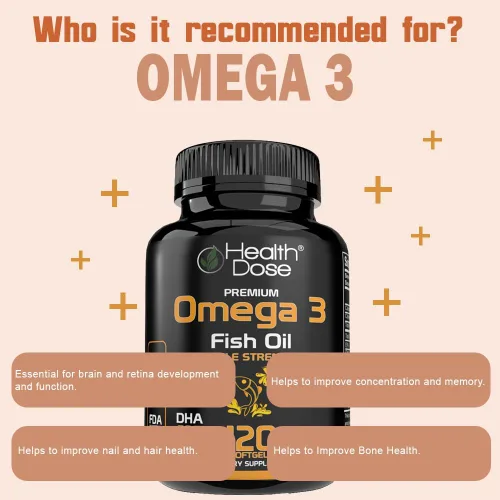 Miniatura 7 de Health Dose Aceite de pescado Omega 3 de 2000 mg – Cápsulas blandas con sabor a limón con EPA 800 mg y DHA 600 mg para apoyo al cerebro, corazón