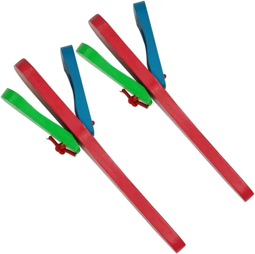 Miniatura 2 de Juego de 2 castañuelas profesionales, juego individual con asa, castañuelas de madera, percusión musical educativa de 8 pulgadas