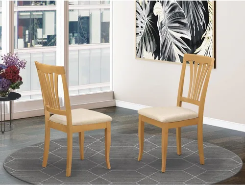 Miniatura 2 de East West Furniture AVC-OAK-C Avon - Juego de 2 sillas de comedor de cocina tapizadas con tela de lino, de madera maciza, color roble Avc-roble-c