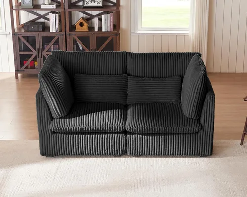 Miniatura 22 de Sofá Modular de Gran Tamaño, Sofá Seccional de Chenilla Nube Extra Profundo con Chaise Otomana, Sofá Esponjoso de Chenilla de 4 Plazas para Sala