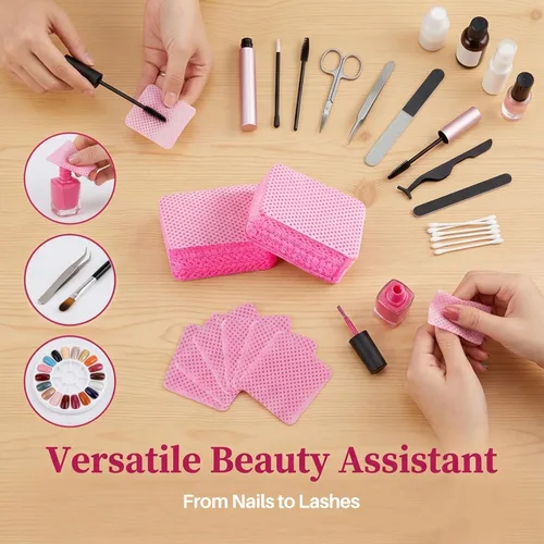 Miniatura 6 de MAQIHAN 1500 toallitas de uñas sin pelusas, toallitas quitaesmalte de uñas de acetona rosa, toallitas sin pelusas, toallitas de gel para uñas, sin