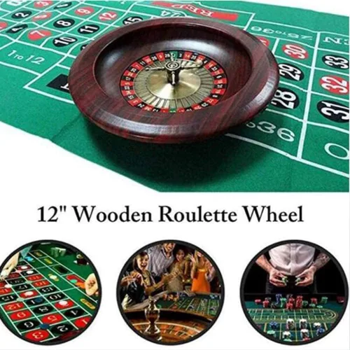 Miniatura 2 de Juego de ruedas de ruleta de casino para adultos, mesa de madera maciza de 12 pulgadas para fiesta nocturna de juegos en casa, ruedas de ruleta