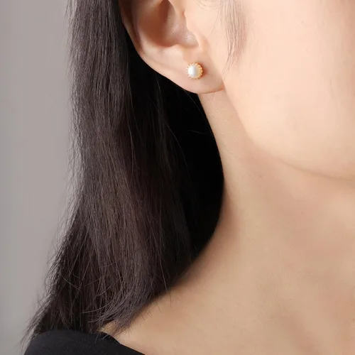 Miniatura 45 de Aretes de perlas para mujer, perlas redondas blancas, aretes de oro envueltos de alambre, joyería hecha a mano para mamá, amante y ella