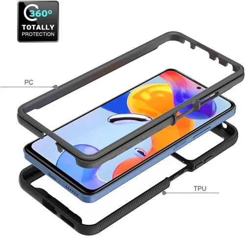 Miniatura 6 de Funda protectora para Redmi Note 11 Pro, protección contra caídas 2 en 1 híbrida resistente de doble capa para Redmi Note 11 Pro - Negro