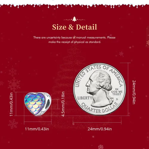 Miniatura 3 de VOROCO Dije de plata de ley 925 con forma de corazón para pulsera, Navidad, día de la madre, cumpleaños, joyería perfecta para mamá, abuela, hija