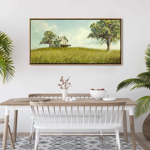 Miniatura 8 de YCPRIMER Gran Arte de Pared de Paisaje para Sala de Estar, Lienzo de Decoración de Pared con Flores, Arte de Decoración en Azul y Morado, Cuadro