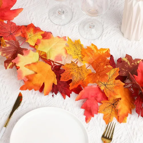 Miniatura 5 de Fovths Guirnalda de hojas de arce de otoño, 8 piezas, 5.8 pies, guirnalda de follaje artificial para otoño, guirnalda de vid colgante de otoño