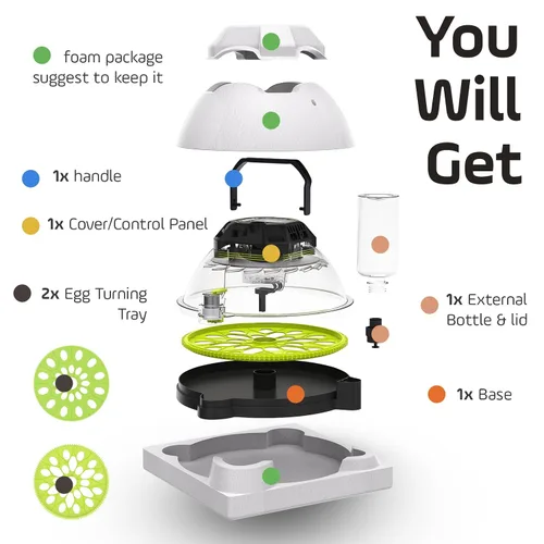Miniatura 8 de Incubadora de 18 huevos con contador automático de día de giro de huevos y atomizador para control automático de humedad, bloqueo automático
