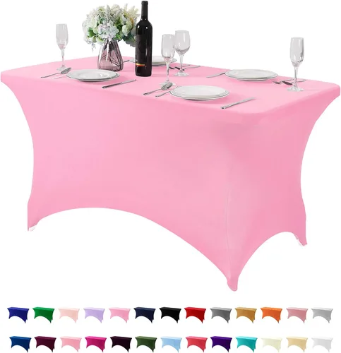 Miniatura 158 de Mantel de elastano para mesas de 4, 6 u 8 pies, mantel elástico universal ajustable para fiestas, banquetes, bodas y eventos - Verde manzana