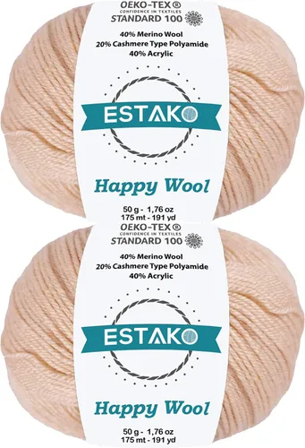 Miniatura 11 de Estako Happy Wool (paquete de 2 madejas) 40% lana merino 20% cachemira tipo poliamida 40% acrílico peso fingering hilo suave para tejer y crochet