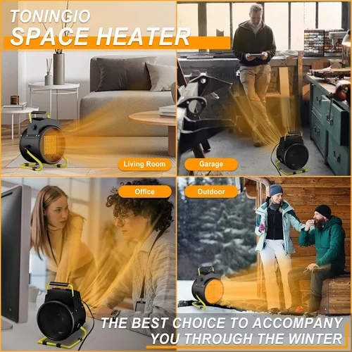 Miniatura 6 de Calentador para exteriores, calentadores eléctricos portátiles de 1500 W para patio con calentamiento rápido 3S y protección contra