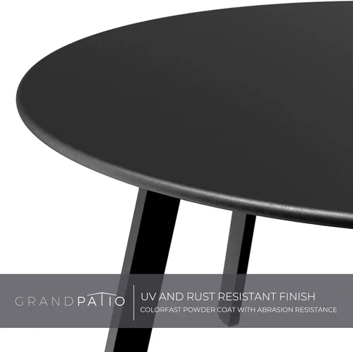 Miniatura 4 de Mesa redonda para café de acero Grand Patio para patio, mesa auxiliar grande resistente a la intemperie para exteriores, color negro