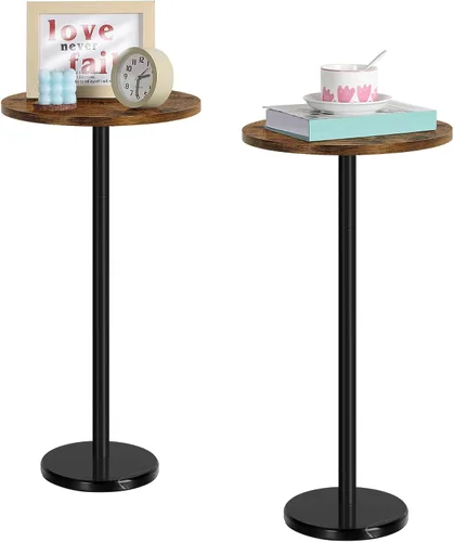Miniatura 8 de Mesa auxiliar redonda pequeña, juego de 2 mesas auxiliares redondas negras, mesita de noche moderna para niños, mesa de noche para exteriores