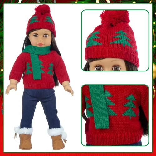 Miniatura 4 de UNICORN ELEMENT 2 juegos de ropa y accesorios para muñecas de Navidad de 18 pulgadas, disfraz de Papá Noel de Navidad, incluyendo vestido