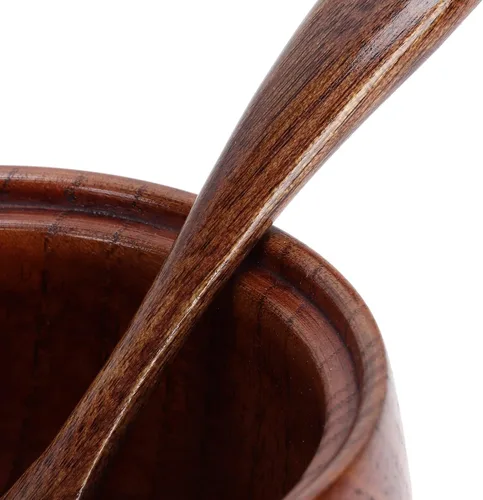 Miniatura 7 de Paquete de 2 tarros de condimentos japoneses, tarros de especias de madera maciza con tapa y cuchara, contenedor de madera de azufaifo, madera