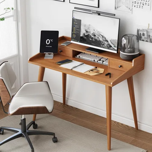 Escritorio moderno de mediados de siglo, escritorio de madera para oficina en casa de 41 pulgadas, escritorio para computadora o computadora
