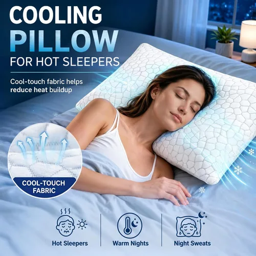 Miniatura 8 de SUPA MODERN Almohada refrescante de tamaño estándar, 1 paquete, almohadas de espuma viscoelástica trituradas CertiPUR-US, almohadas de cama frescas