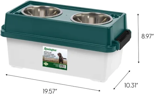 Miniatura 4 de IRIS Remington - Comedero elevado mediano de 13 libras/12 cuartos de galón con recipiente hermético de almacenamiento de alimentos para mascotas