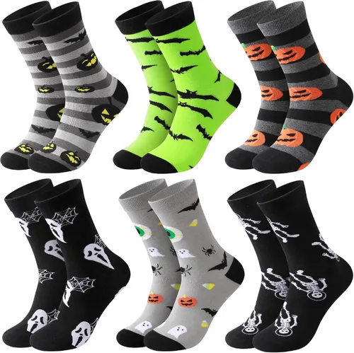 Divertidos calcetines de Halloween para hombres calcetines de algodón novedosos con diseño espeluznante de calabaza fantasma, regalos perfectos de