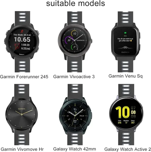 Miniatura 3 de OVERSTEP Correa compatible con Garmin Vivoactive 3 Forerunner 645 Venu, 0.787 pulgadas de silicona suave de repuesto para Samsung Galaxy Watch 3