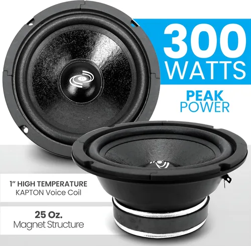 Miniatura 4 de Pyle Altavoz de audio para automóvil de 6.5 pulgadas de rango medio, sistema de altavoces de rango medio sellado de alta potencia de 300 vatios