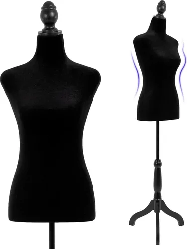 Maniquí femenino, forma de vestido ajustable de altura de 50 a 63 pulgadas, maniquí de torso con trípode de madera para coser ropa, exhibición de