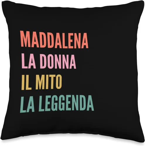 Disegni Di Nomi Italiani Divertenti Per Maddalena Divertida almohada italiana con diseño de primer nombre, 16 x 16 pulgadas, multicolor