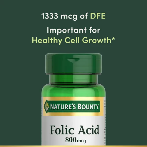 Miniatura 3 de Nature's Bounty Suplemento de Ácido Fólico, Apoya la Salud Cardiovascular, 800 mcg, 250 Tabletas