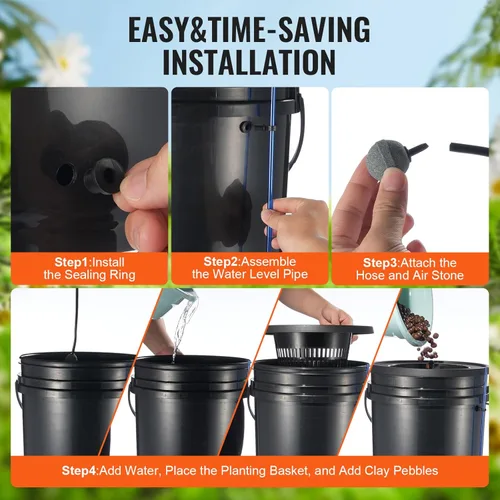 Miniatura 5 de VEVOR Sistema de Cultivo Hidropónico DWC, Sistema de Cultivo Hidropónico con Kit de Goteo Superior, Cultura de Agua Profunda de 5 Galones con Bomba