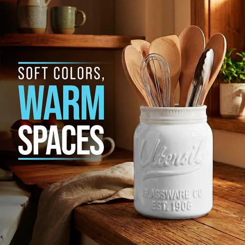 Miniatura 5 de Comfify Portautensilios de Tarro Mason de Boca Ancha Organizador Decorativo de Utensilios de Cocina Crock - Regalo Perfecto para Utensilios