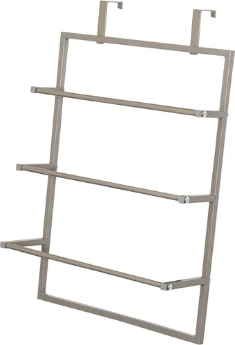 Honey-Can-Do Toallero de 3 niveles para colocar sobre la puerta, organizador de almacenamiento de acero cromado para colgar toallas, ropa, batas