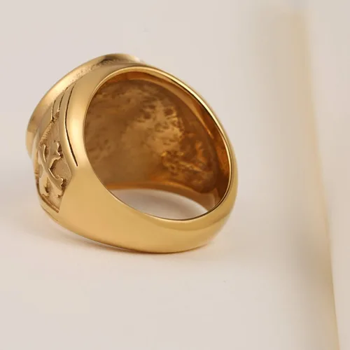 Miniatura 4 de HZMAN Anillo de exorcismo de San Benito para hombres y mujeres, plata de acero inoxidable, cruz católica, romana, protección de demonios, cazador