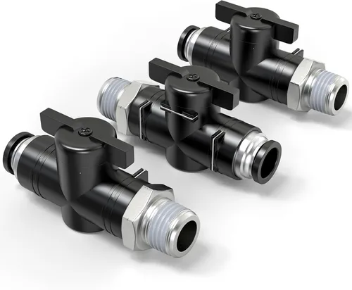 Miniatura 18 de TAILONZ PNEUMATIC BVU-1/4 OD válvula de bola de control de flujo de aire válvula de empuje para conectar el accesorio (paquete de 5)