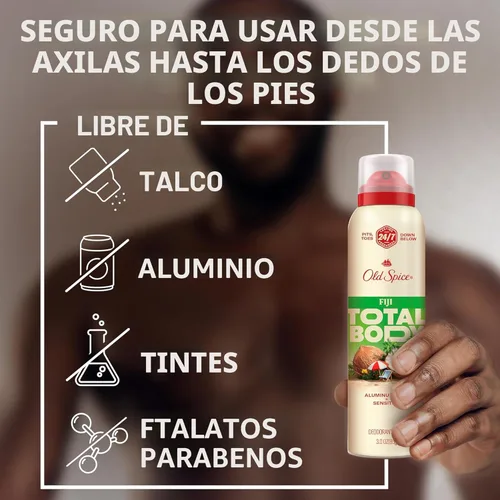 Miniatura 3 de Old Spice Desodorante en aerosol para todo el cuerpo para hombres, sin aluminio, aroma Fiji, protección contra olores 24/7, frescura duradera 24/7