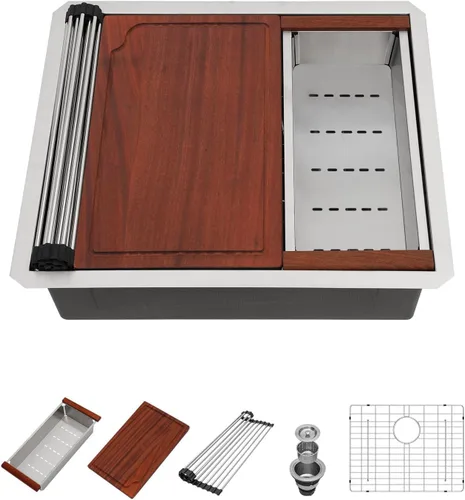 Miniatura 11 de Fregadero de Montaje Bajo de 13 Pulgadas - Beslend 13”x15”x9” Fregadero de Cocina de Acero Inoxidable de Montaje Bajo Calibre 16 Fregadero de Cocina