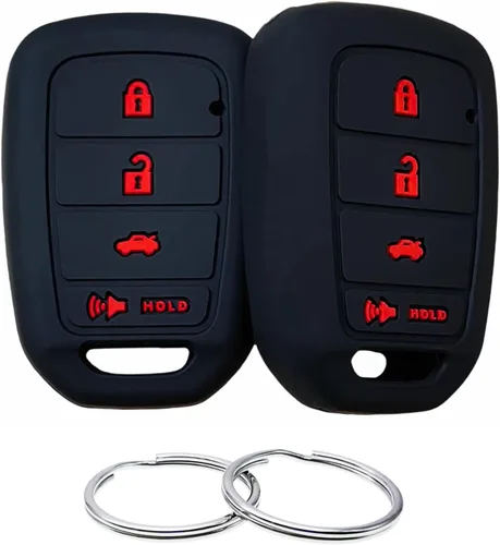 REPROTECTING Funda de goma de silicona para llavero compatible con Honda Accord CR-V Civic Crosstour Fit (solo compatible con llavero recto) (negro