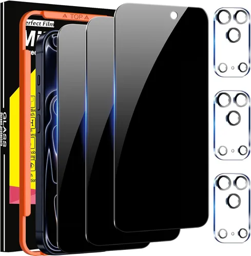 Miniatura 8 de Milomdoi Paquete de 3 protectores de pantalla para Apple iPhone 12 con 3 protectores de lente de cámara de vidrio templado, accesorios Ultra 9H