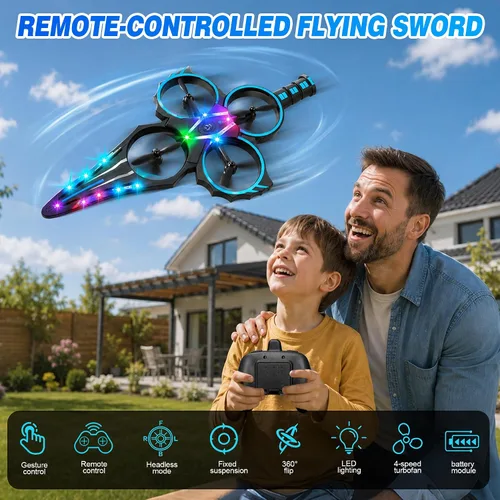 Miniatura 2 de Flying Sword - Avión RC para niños y adultos de 8 a 16 años, aviones de control remoto con luz, aviones de control remoto con luz, juguete de chorro