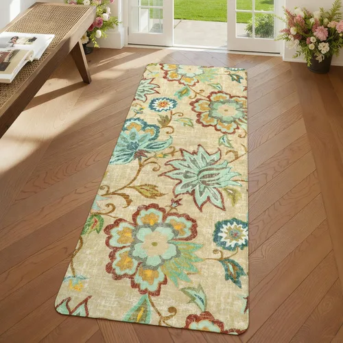 Miniatura 33 de Lahome - Tapete floral con estampado de cachemira, lavable, antideslizante, pequeño, anti-manchas, suave, para baño, entrada, dormitorio, Negro