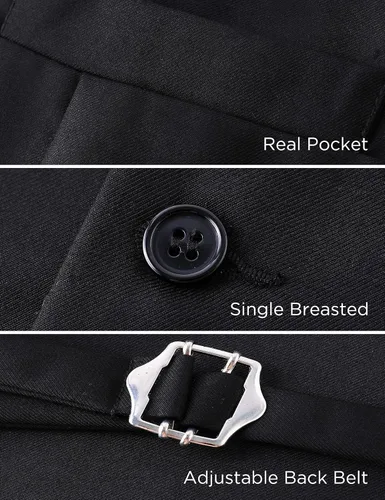 Miniatura 3 de BABEYOND Chaleco de traje formal para hombre, chaleco de negocios ajustado para traje de esmoquin