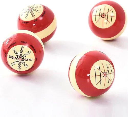 Miniatura 6 de Bola de Taco de Billar, Resina de Grado AAA Profesional Estándar Bola de Taco de Práctica y Entrenamiento (2-1/4'', 6 oz) (Rojo Blanco)