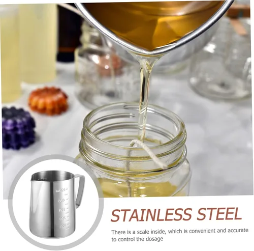 Miniatura 6 de Healifty Jarra de acero inoxidable de 21 onzas para hacer velas y derretir cera con diseño resistente al calor