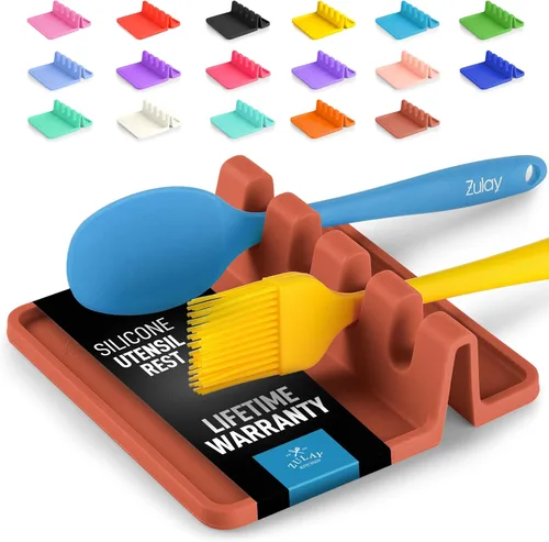 Miniatura 10 de Zulay - Soporte extragrande de silicona con bandeja antigoteo para múltiples utensilios de cocina, reposacucharas resistente al calor y sin BPA