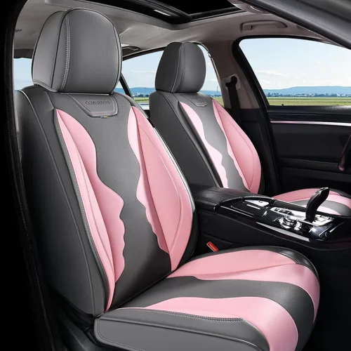 Miniatura 18 de Coverado Juego completo de fundas de asiento de automóvil, fundas de asiento negras para asientos delanteros y traseros de automóvil, protector