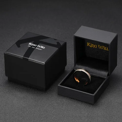 Miniatura 79 de King Will Anillo de boda de carburo de tungsteno para hombre con diseño de ranura, 6/7/0.315 in de ancho, acabado cepillado/pulido para hombre