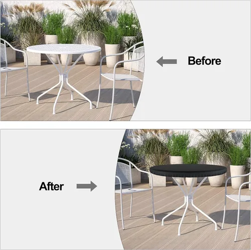 Miniatura 7 de Demao Fundas para muebles de patio al aire libre, cubierta de mesa redonda, impermeable, resistente a los rayos UV, funda antidecoloración