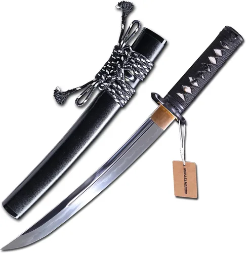 Miniatura 11 de MURASAME Espada Tanto Katana Corta de Arcilla Templada Acero T10 Hamon Real Muy Afilar Espiga Completa Hecha a Mano