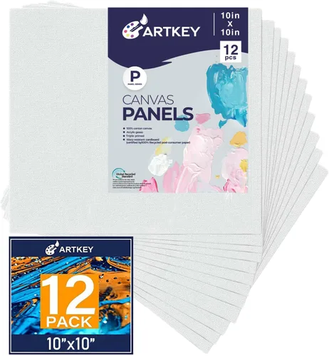 Miniatura 33 de Artkey Lienzos para pintar de 8 x 10 pulgadas, paquete de 12 unidades, 10 onzas, imprimados 100% algodón, blanco para pintura, suministros de arte